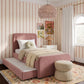 Briella Performance Velvet Trundle Bed in Twin - Salmon