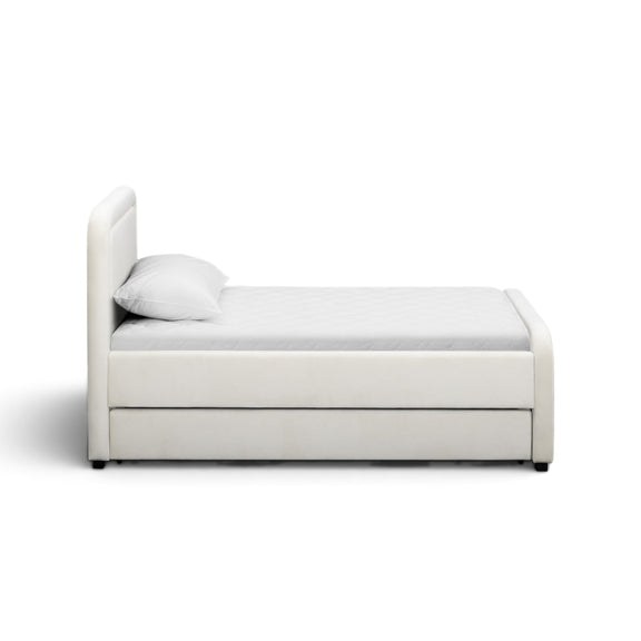 Briella Performance Velvet Trundle Bed in Twin - Cream