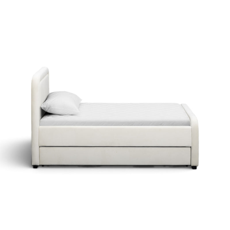 Briella Performance Velvet Trundle Bed in Twin - Cream