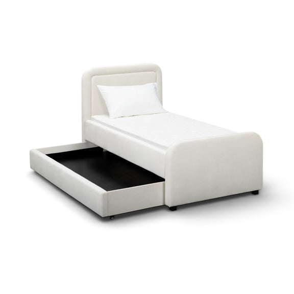 Briella Performance Velvet Trundle Bed in Twin - Cream