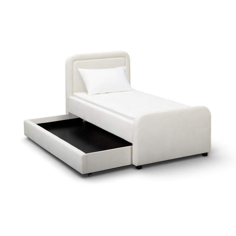Briella Performance Velvet Trundle Bed in Twin - Cream