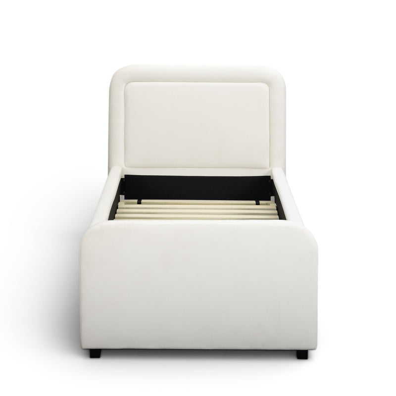Briella Performance Velvet Trundle Bed in Twin - Cream