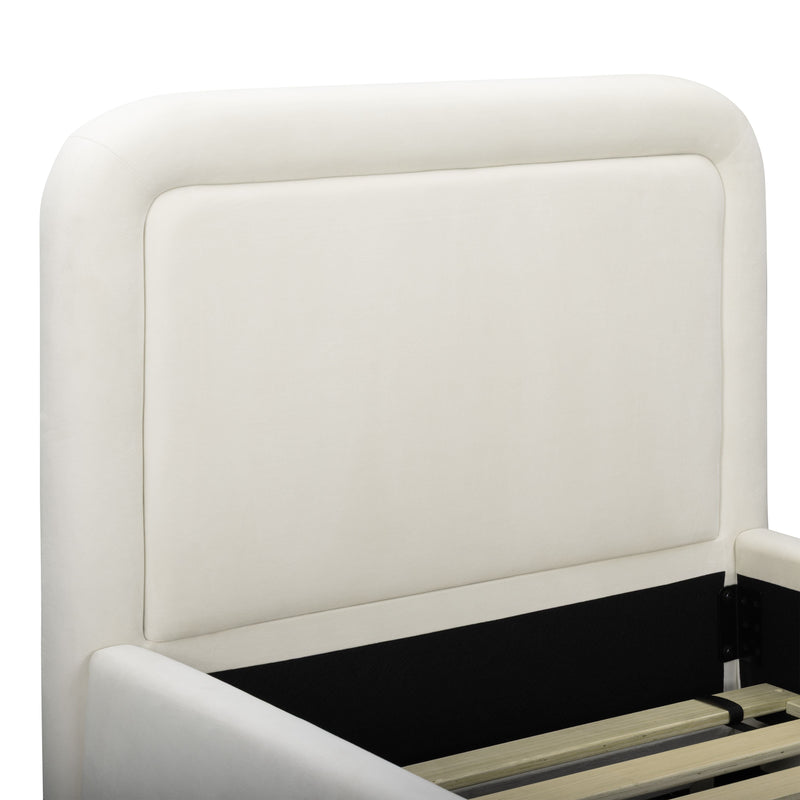 Briella Performance Velvet Trundle Bed in Twin - Cream