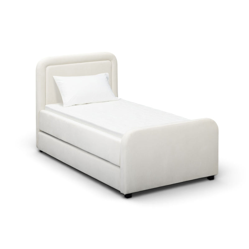Briella Performance Velvet Trundle Bed in Twin - Cream