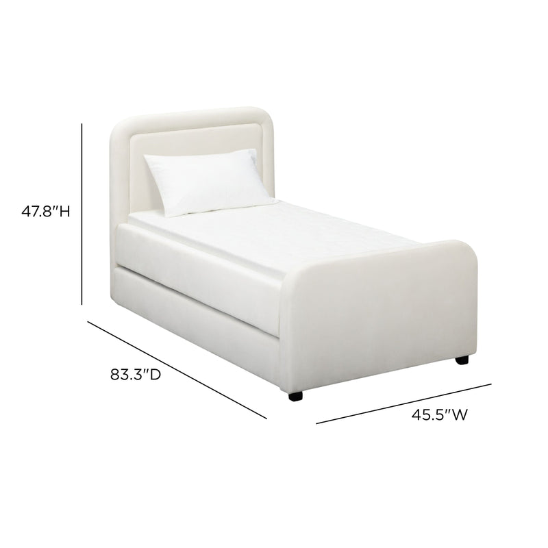 Briella Performance Velvet Trundle Bed in Twin - Cream