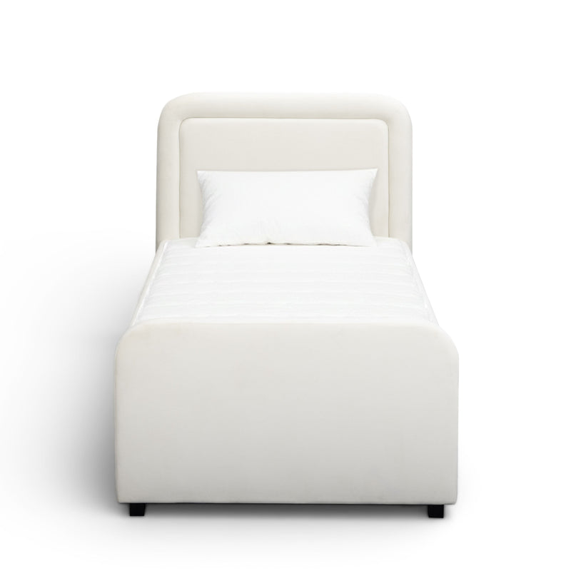 Briella Performance Velvet Trundle Bed in Twin - Cream