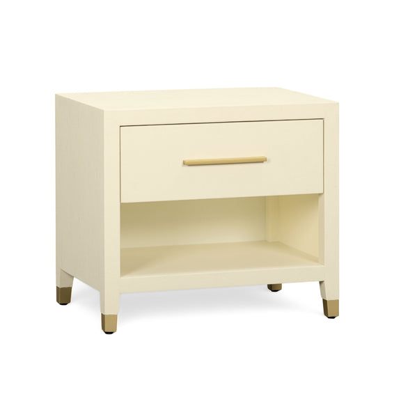 Dani 25" Cream Faux Shagreen Nightstand with Drawer