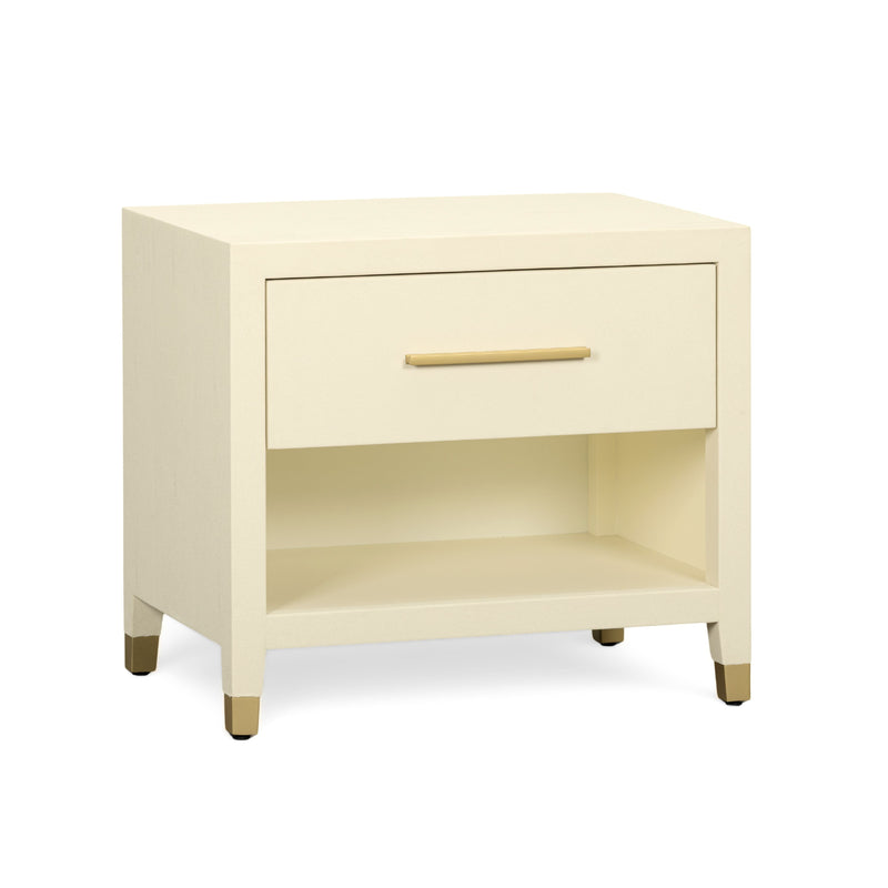 Dani 25" Cream Faux Shagreen Nightstand with Drawer