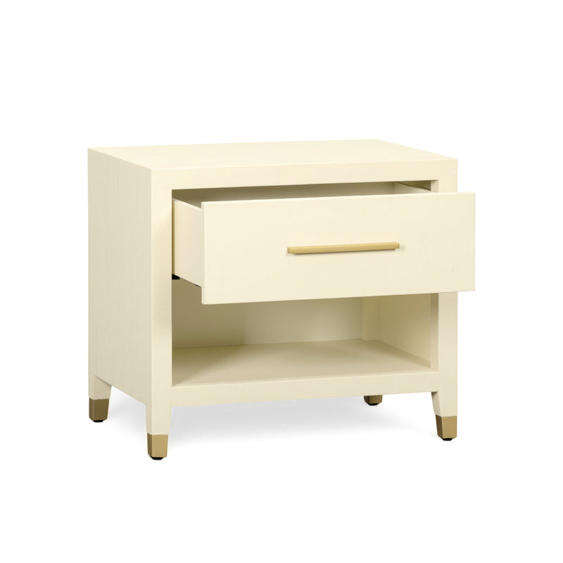 Dani 25" Cream Faux Shagreen Nightstand with Drawer