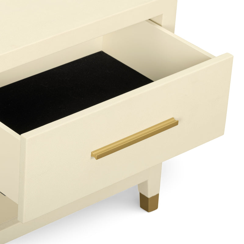 Dani 25" Cream Faux Shagreen Nightstand with Drawer