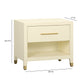 Dani 25" Cream Faux Shagreen Nightstand with Drawer