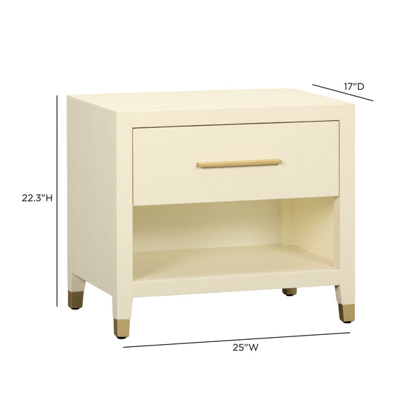 Dani 25" Cream Faux Shagreen Nightstand with Drawer