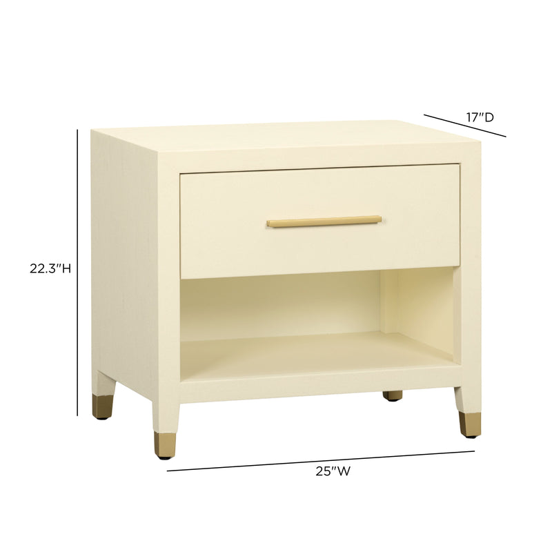Dani 25" Cream Faux Shagreen Nightstand with Drawer