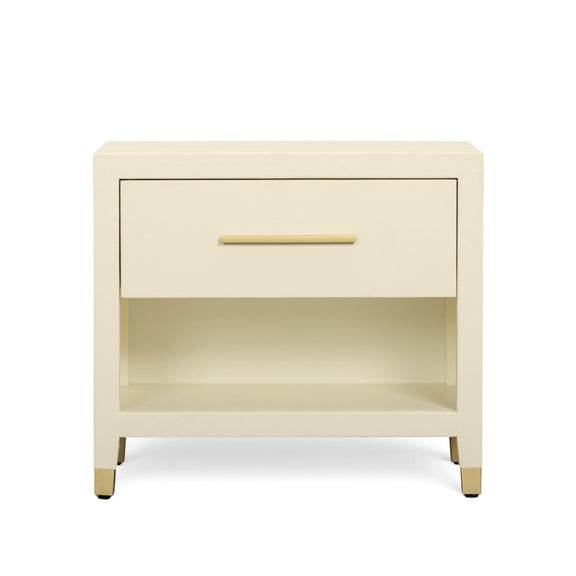 Dani 25" Cream Faux Shagreen Nightstand with Drawer