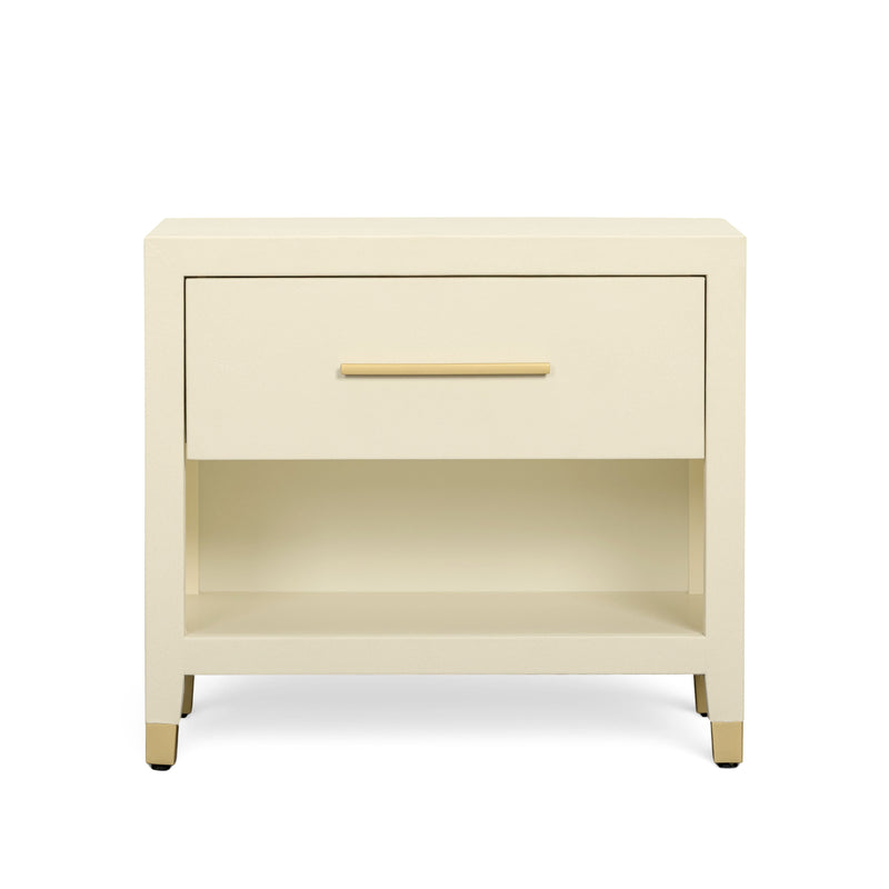 Dani 25" Cream Faux Shagreen Nightstand with Drawer