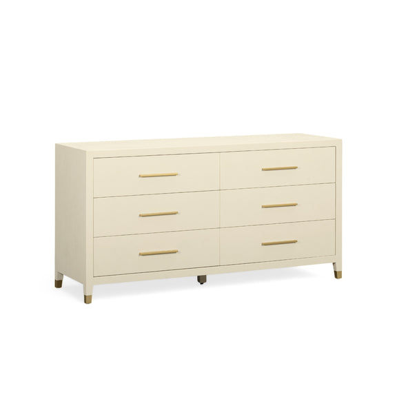 Dani 62" Cream Faux Shagreen 6-Drawer Dresser