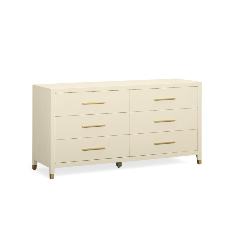 Dani 62" Cream Faux Shagreen 6-Drawer Dresser