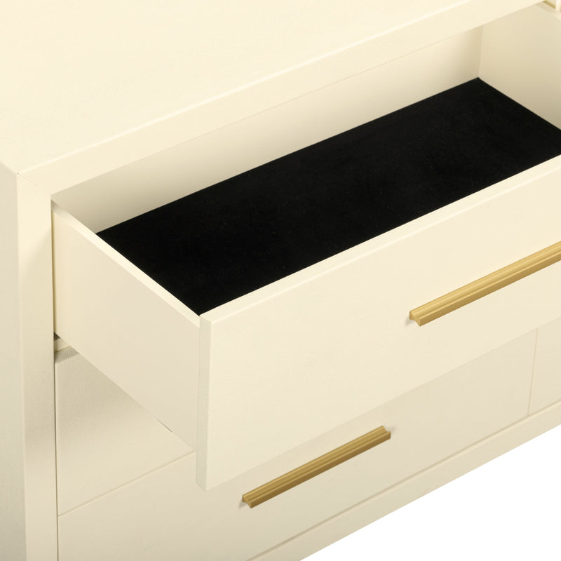 Dani 62" Cream Faux Shagreen 6-Drawer Dresser