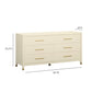 Dani 62" Cream Faux Shagreen 6-Drawer Dresser