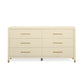 Dani 62" Cream Faux Shagreen 6-Drawer Dresser