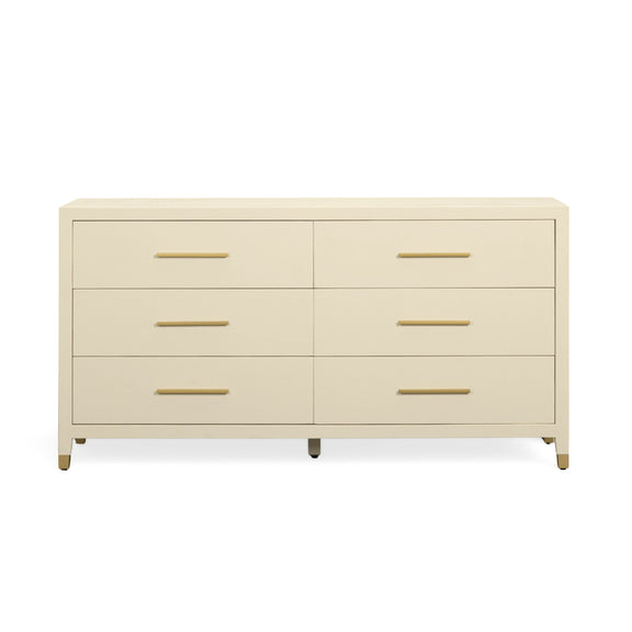Dani 62" Cream Faux Shagreen 6-Drawer Dresser