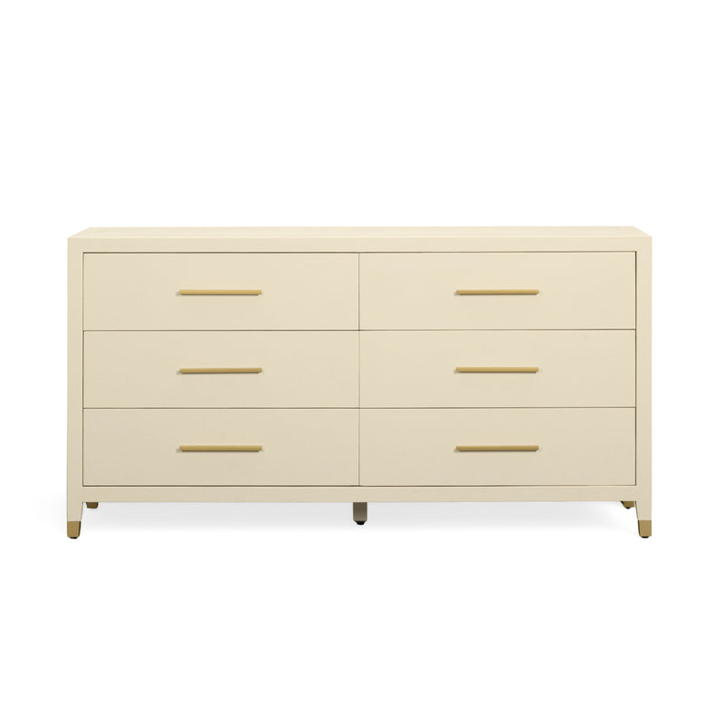 Dani 62" Cream Faux Shagreen 6-Drawer Dresser