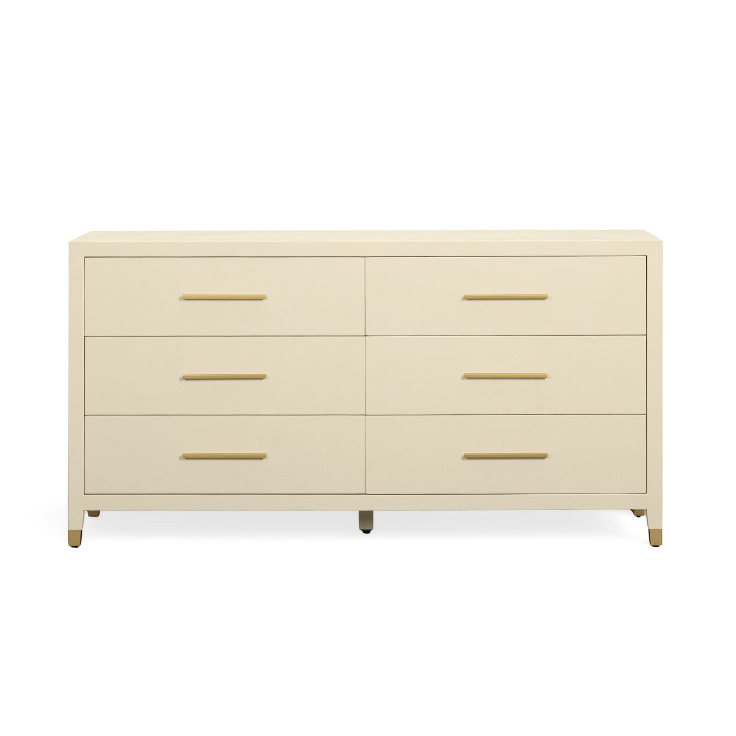 Dani 62" Cream Faux Shagreen 6-Drawer Dresser
