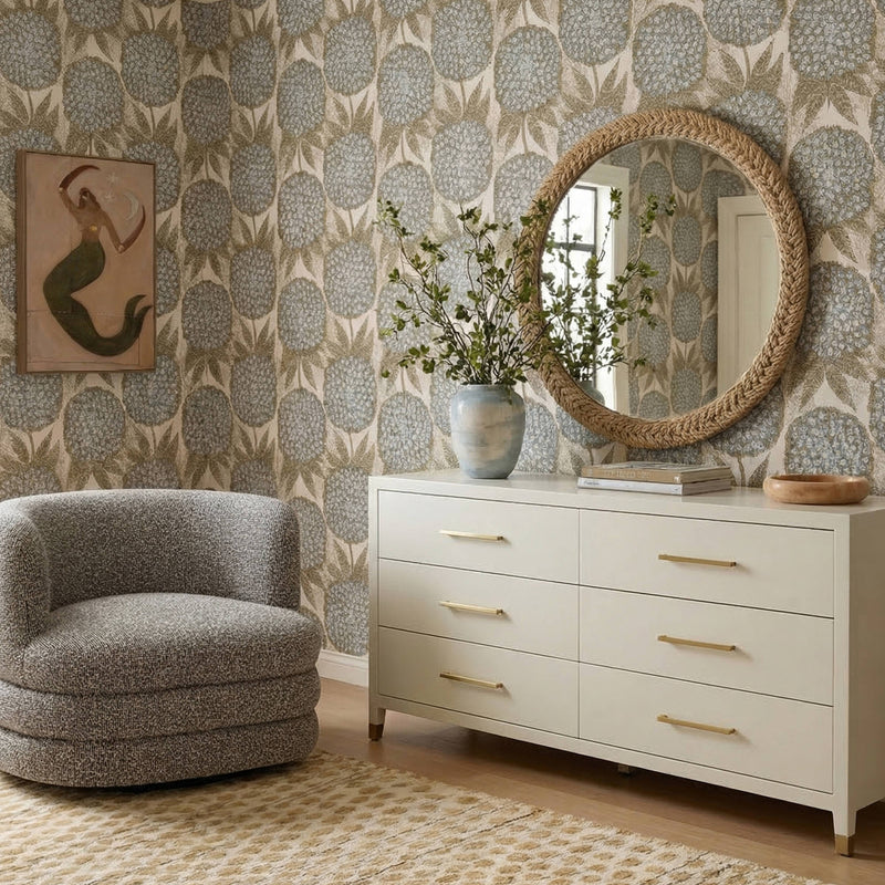 Dani 62" Cream Faux Shagreen 6-Drawer Dresser