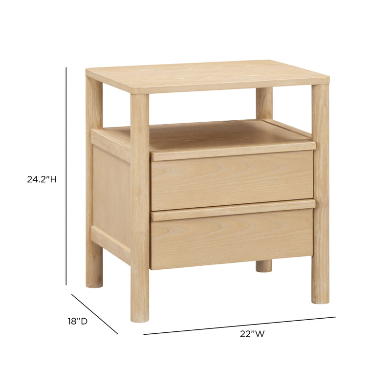 Tyra 22" Ash 2-Drawer Nightstand - Natural