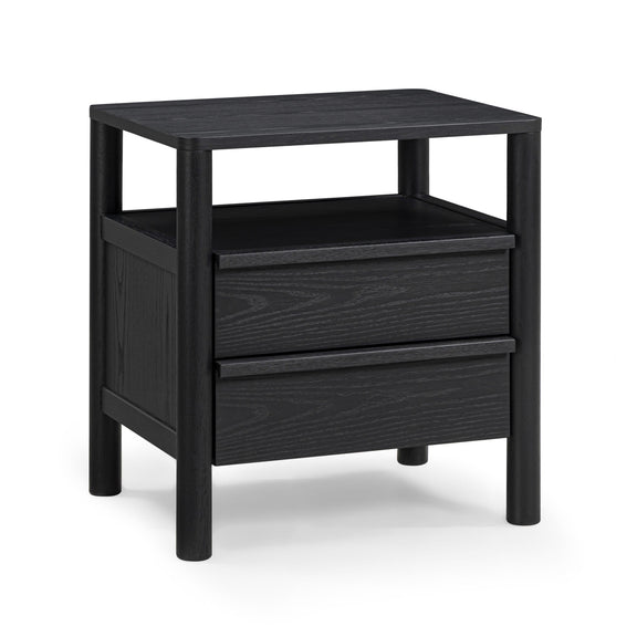 Tyra 22" Ash 2-Drawer Nightstand - Black
