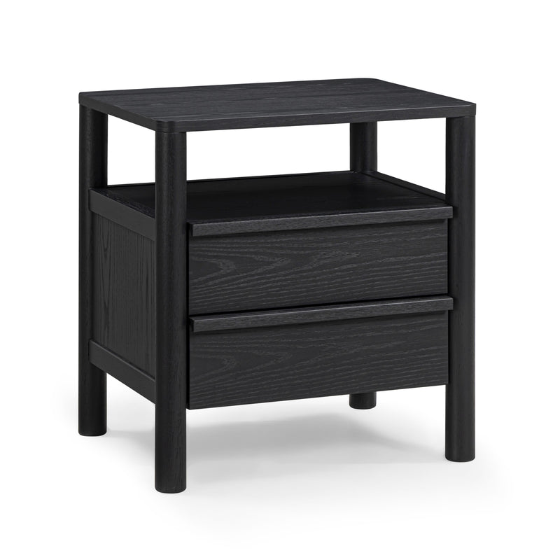 Tyra 22" Ash 2-Drawer Nightstand - Black