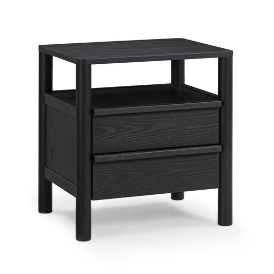 Tyra 22" Ash 2-Drawer Nightstand - Black