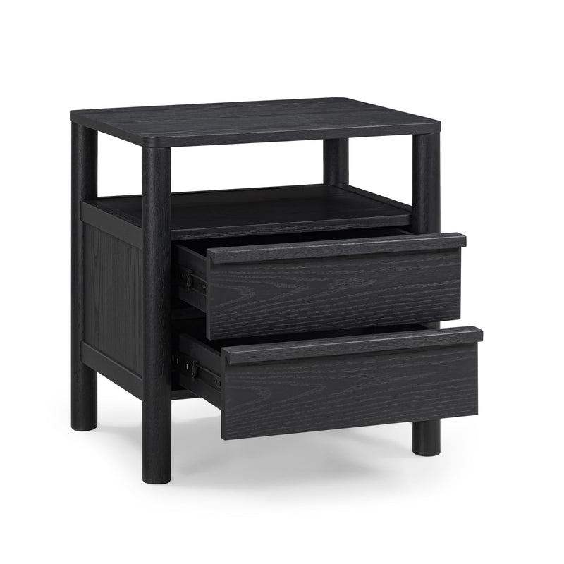 Tyra 22" Ash 2-Drawer Nightstand - Black