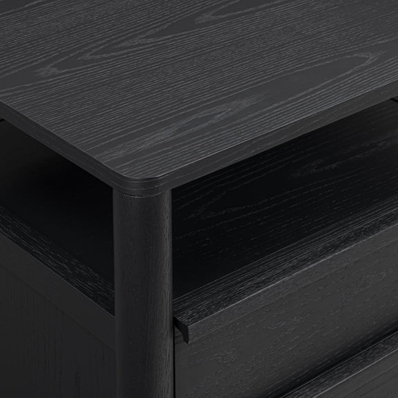 Tyra 22" Ash 2-Drawer Nightstand - Black
