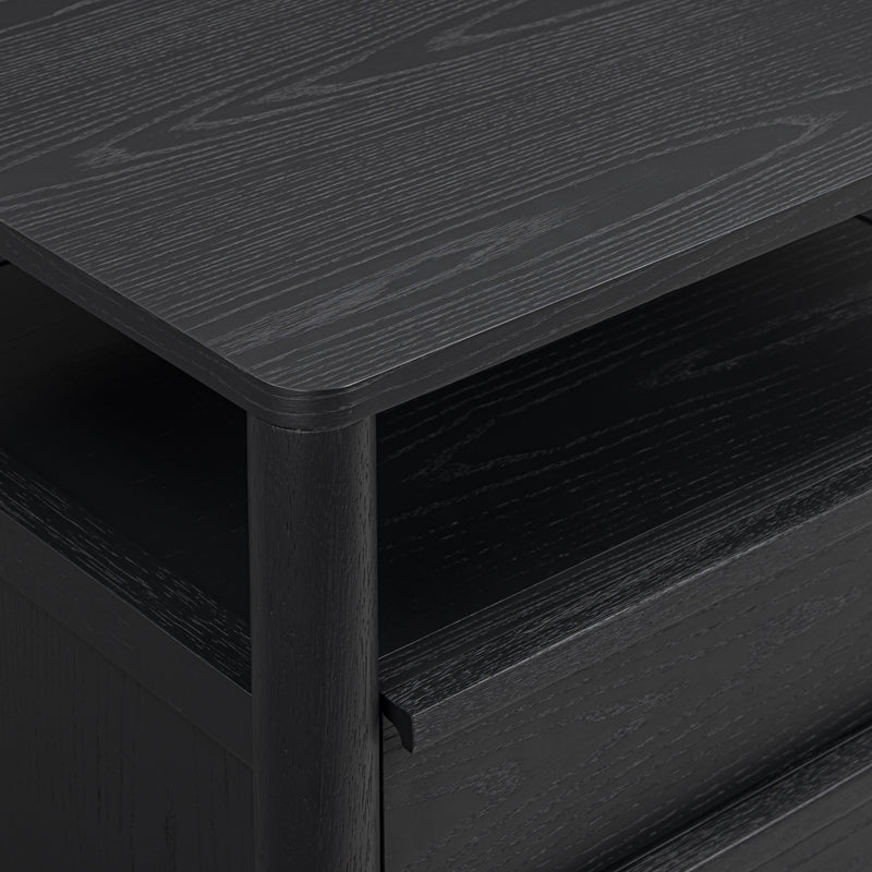 Tyra 22" Ash 2-Drawer Nightstand - Black