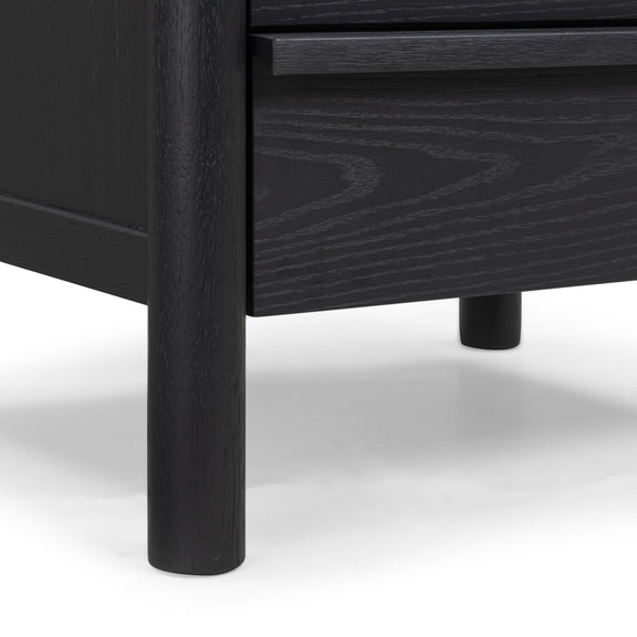 Tyra 22" Ash 2-Drawer Nightstand - Black