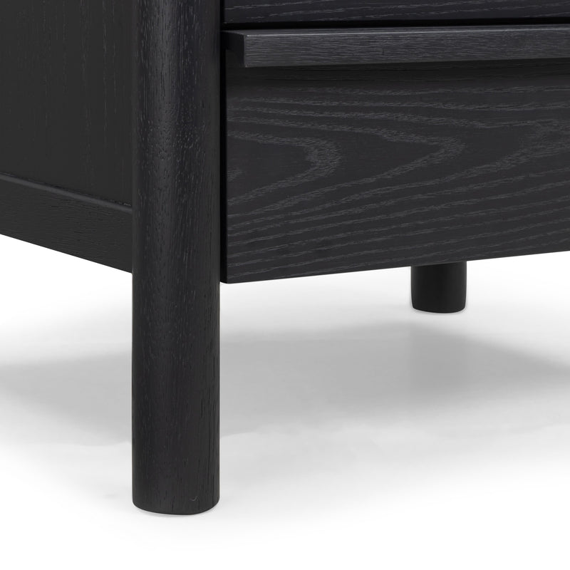 Tyra 22" Ash 2-Drawer Nightstand - Black