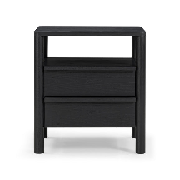 Tyra 22" Ash 2-Drawer Nightstand - Black