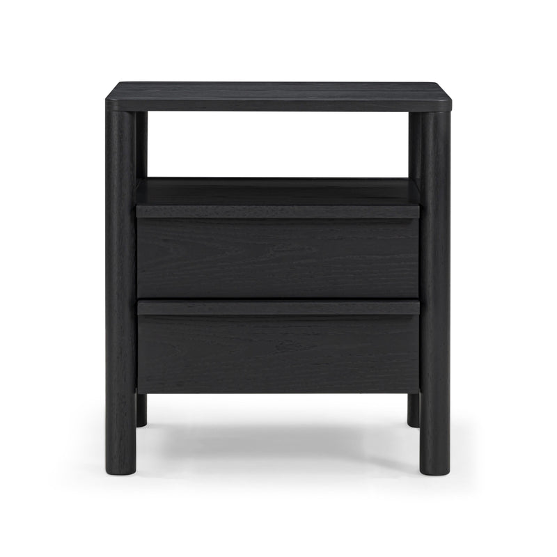 Tyra 22" Ash 2-Drawer Nightstand - Black