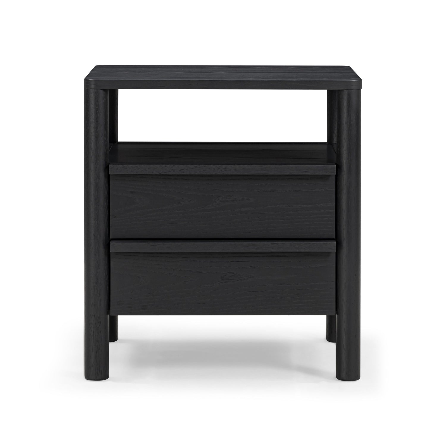 Tyra 22" Ash 2-Drawer Nightstand - Black