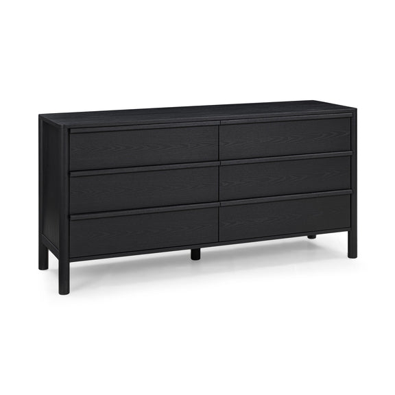 Tyra 62" Ash 6-Drawer Dresser - Black