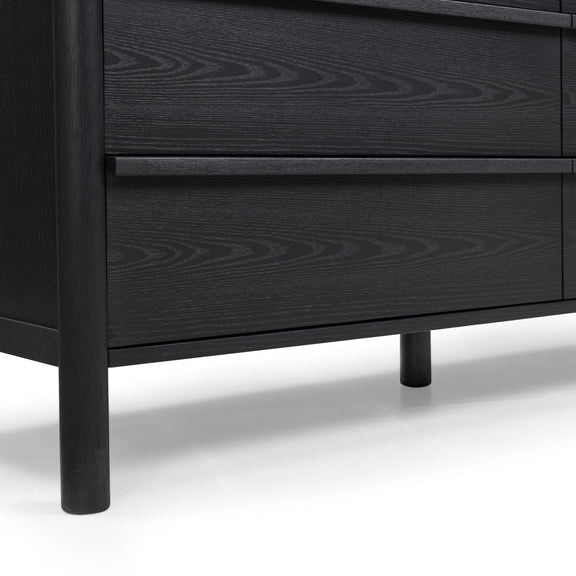Tyra 62" Ash 6-Drawer Dresser - Black