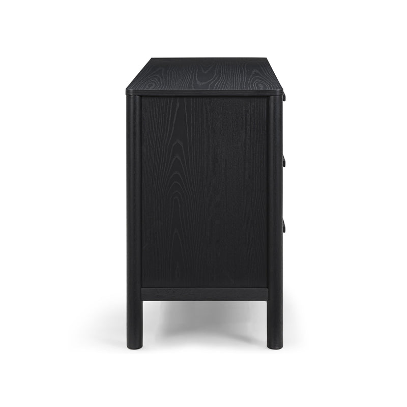 Tyra 62" Ash 6-Drawer Dresser - Black