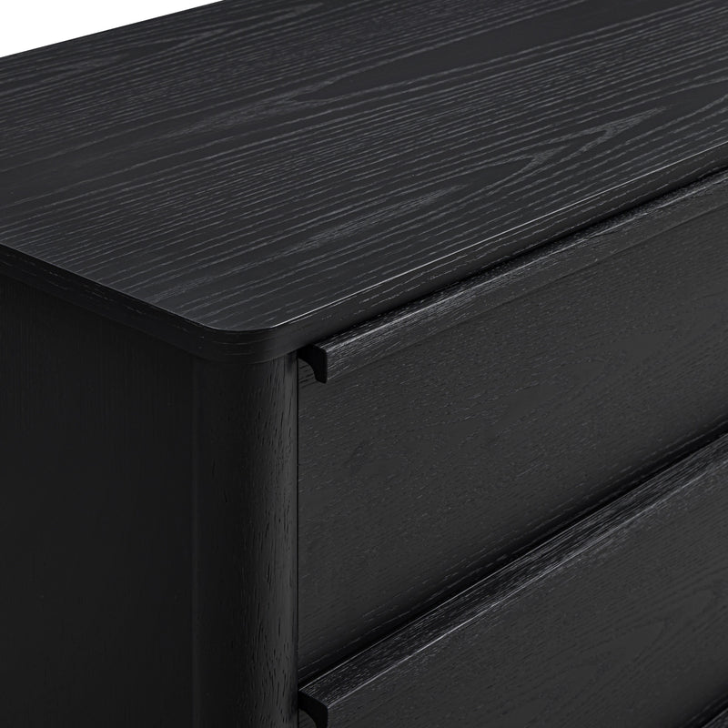 Tyra 62" Ash 6-Drawer Dresser - Black