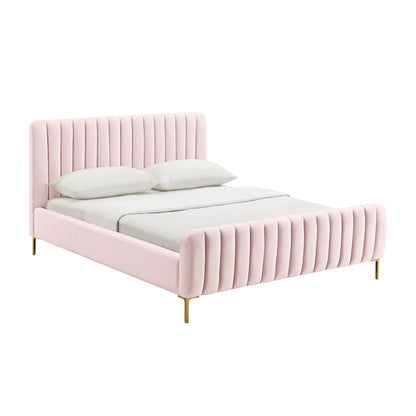Angela Performance Velvet Bed - Blush