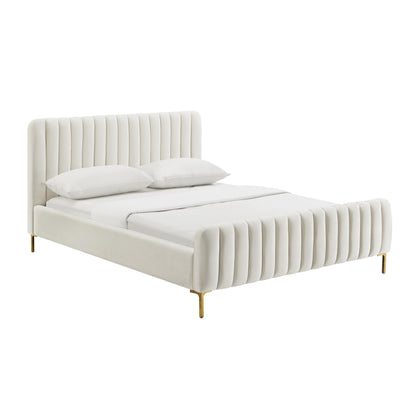 Angela Performance Velvet Bed - Cream
