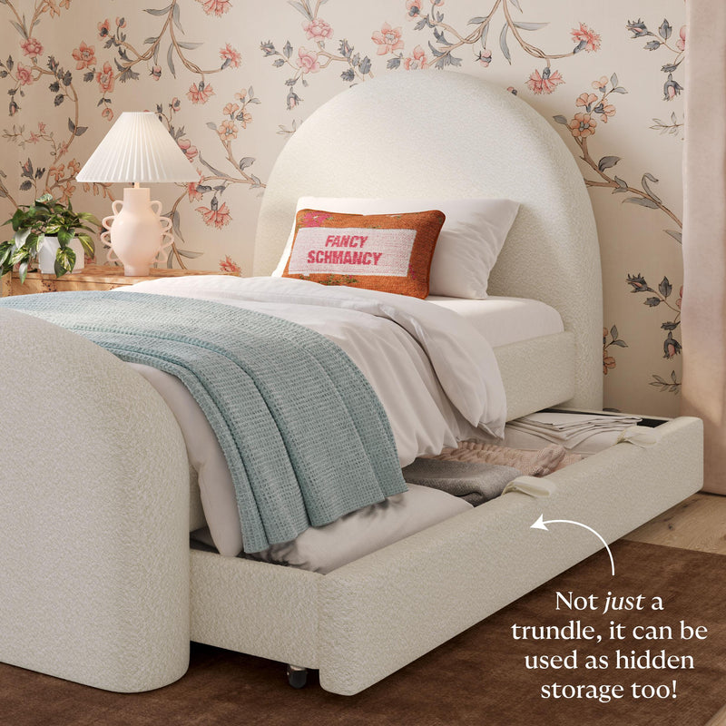 Moon Cream Boucle Twin Trundle Bed