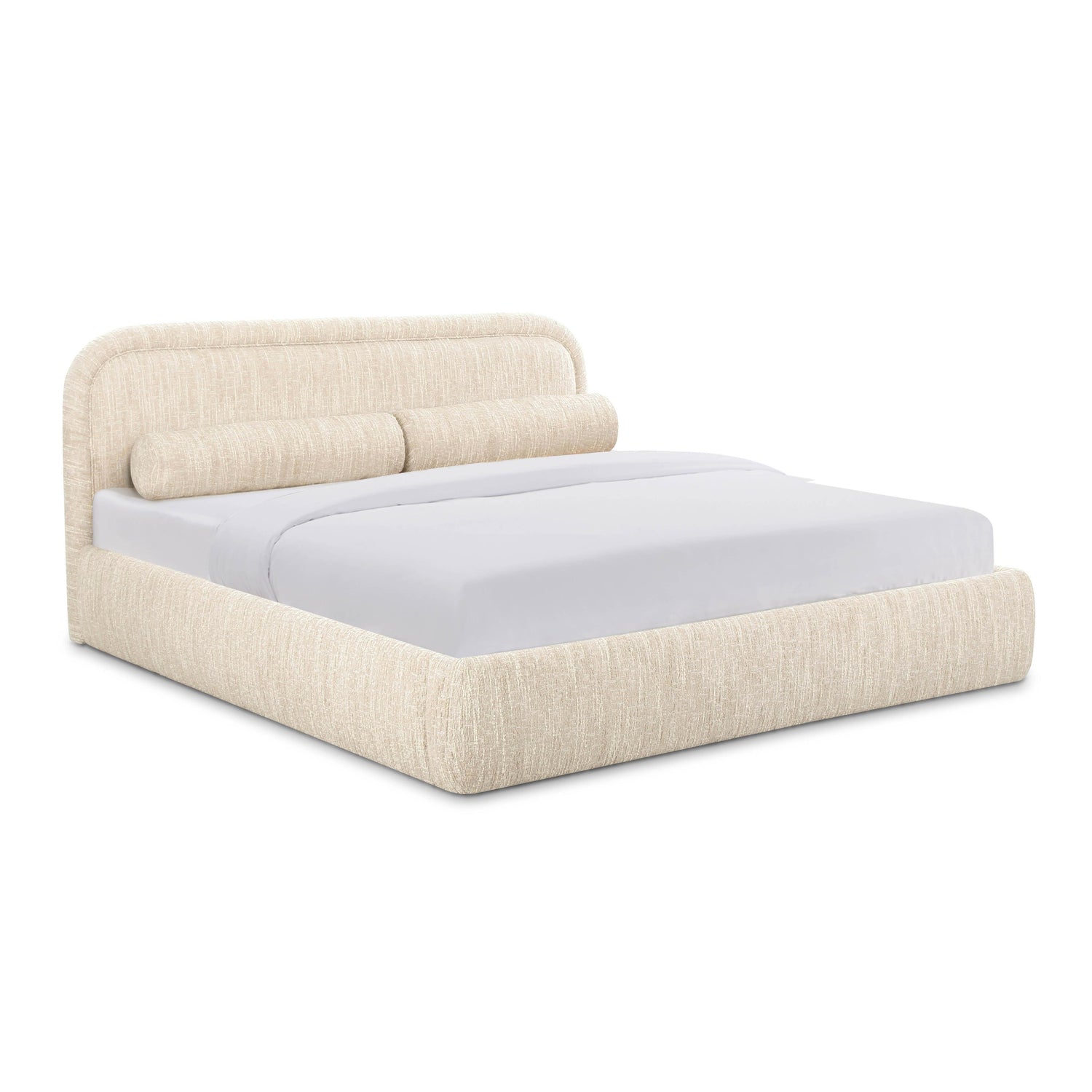 Murielle Taupe Textured Boucle Queen Bed