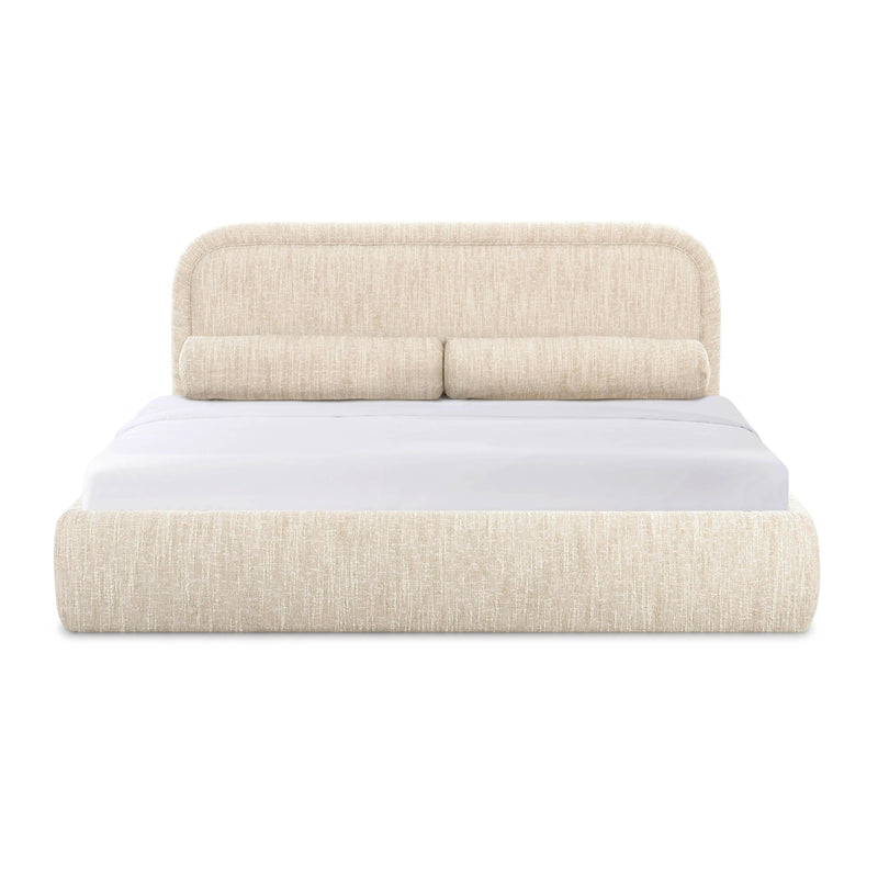 Murielle Taupe Textured Boucle Queen Bed