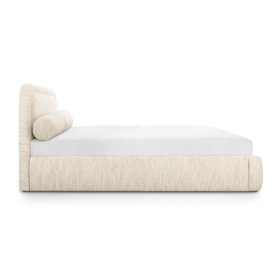 Murielle Taupe Textured Boucle Queen Bed